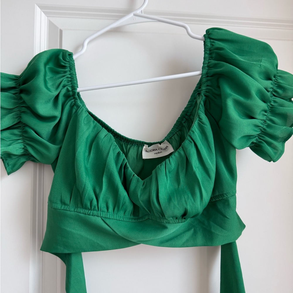 Victoria & Sophia Green Wrap Top